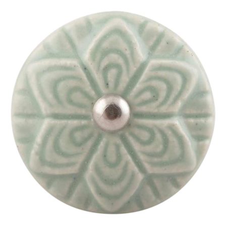 Sage Green Ceramic Flower Cabinet Knobs Online